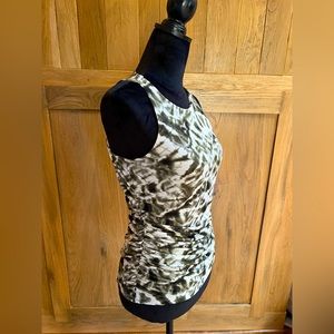 Inc. Tie-dyed, Ruched Waist, Tank Top, Olive